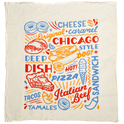 Chicago Food Icons Kitchen Tea Towel