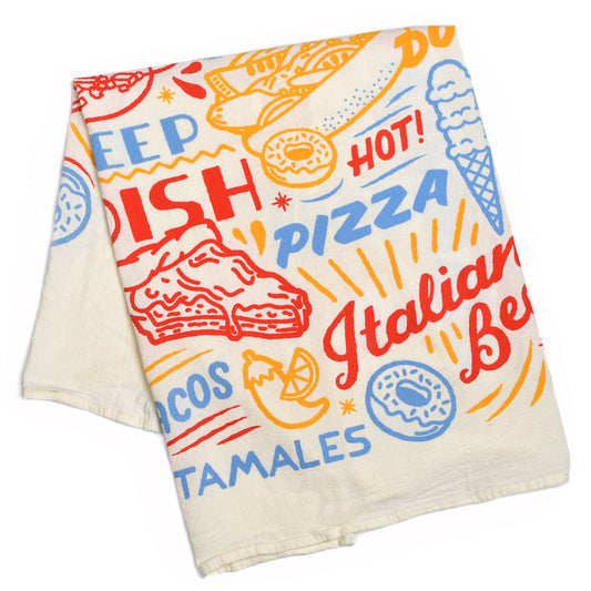 Chicago Food Icons Kitchen Tea Towel