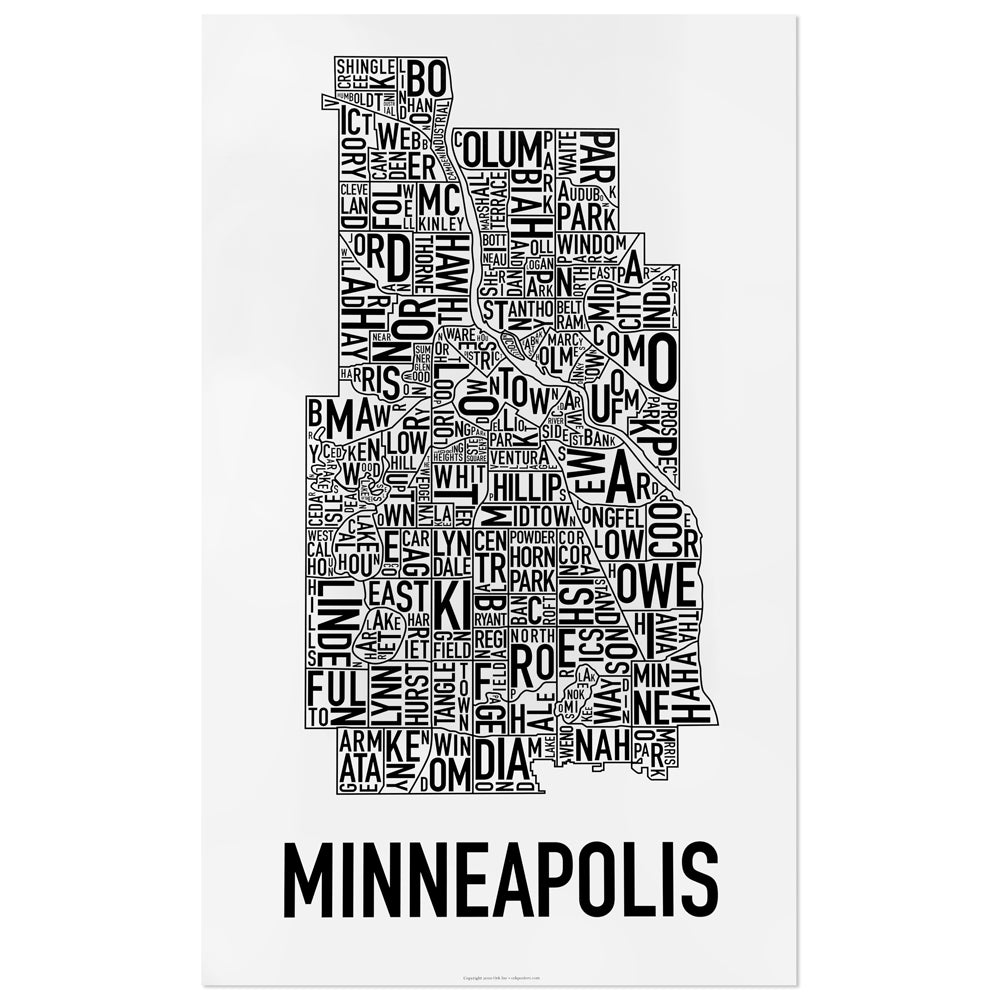 Minneapolis Neighborhood Map Poster