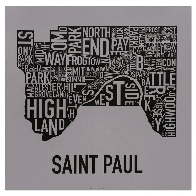 St. Paul Neighborhood Map 20" x 20" Poster