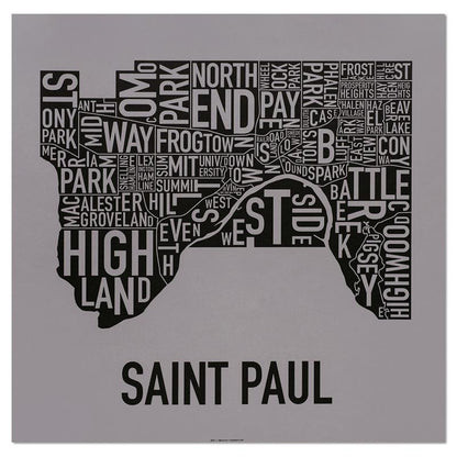 St. Paul Neighborhood Map 20" x 20" Poster