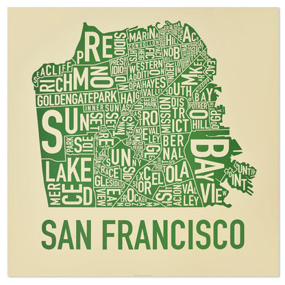 San Francisco Typographic Neighborhood Map Poster