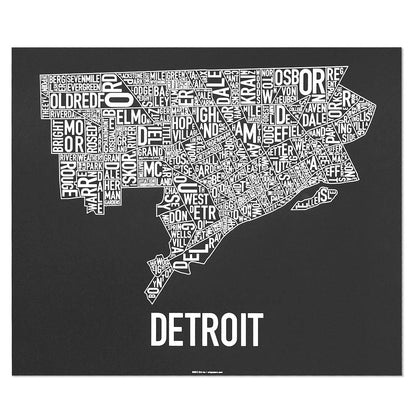 Detroit Neighborhood Map 24" x 20" Poster