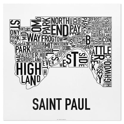 St. Paul Neighborhood Map 20" x 20" Poster