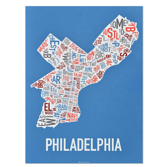 Philadelphia Typographic Neighborhood Map Poster