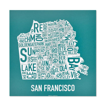 San Francisco Typographic Neighborhood Map Poster