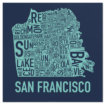 San Francisco Typographic Neighborhood Map Poster