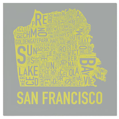 San Francisco Typographic Neighborhood Map Poster