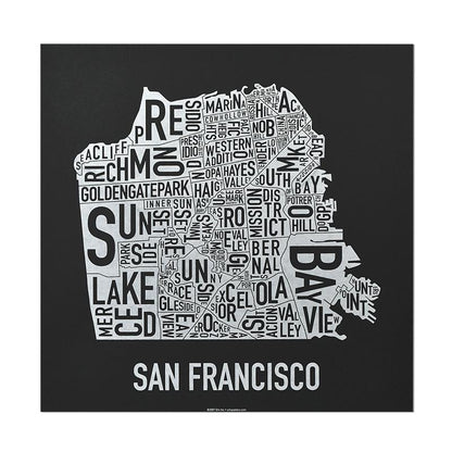 San Francisco Typographic Neighborhood Map Poster