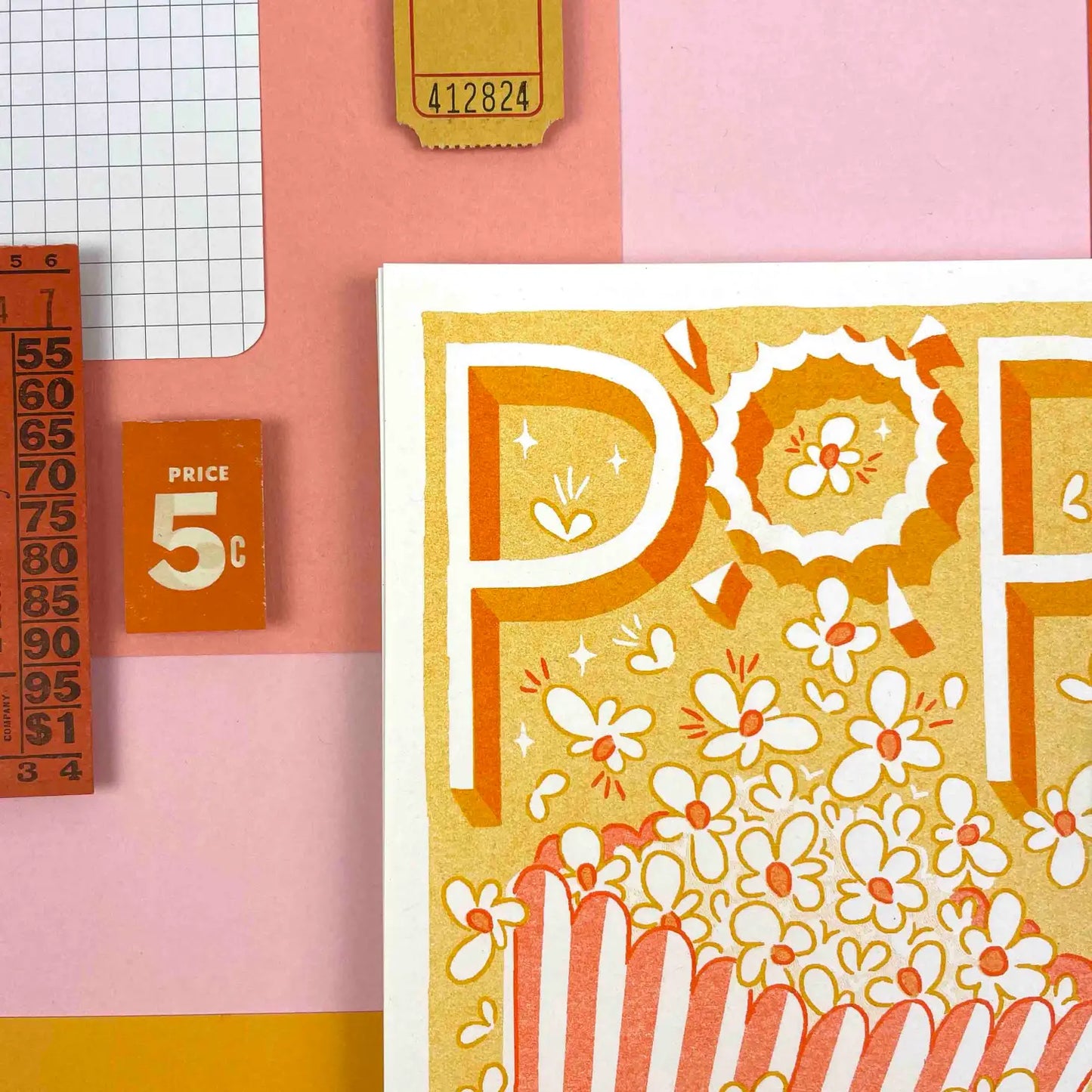 Pop! Popcorn 5.75" x 8.25" Risograph Print