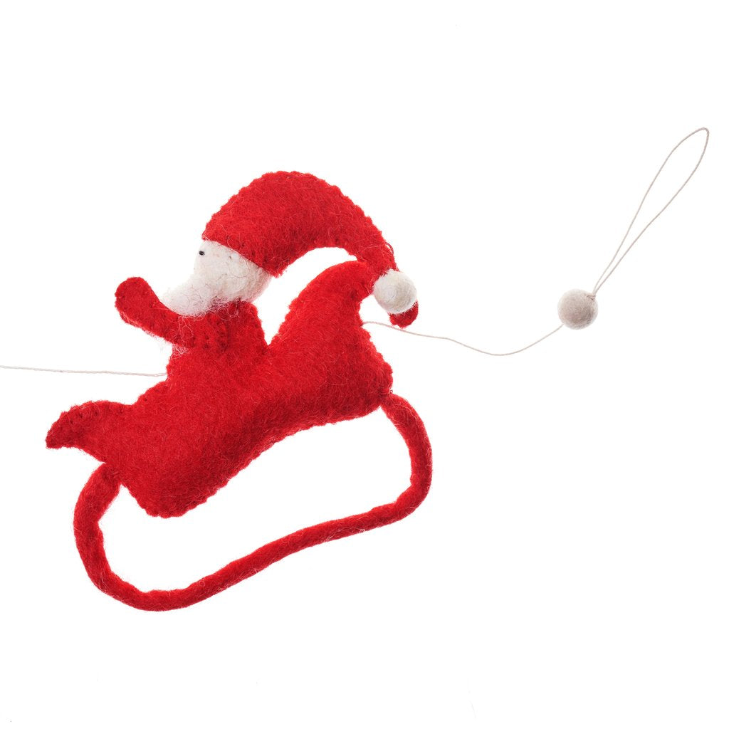 Fair Trade Santa and Reindeer Felt Garland