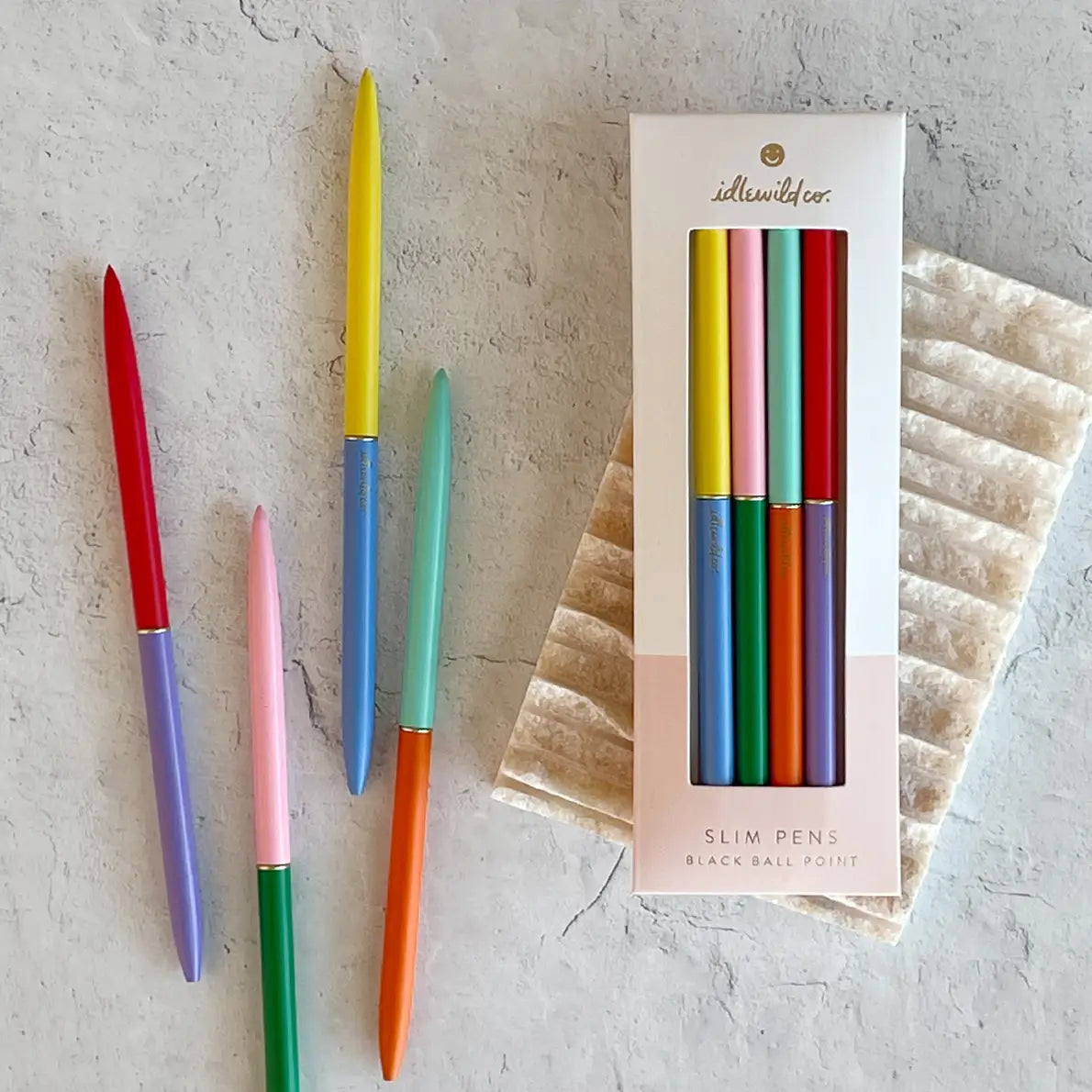 Slim Rainbow Ball Point Pens (Set of 4)