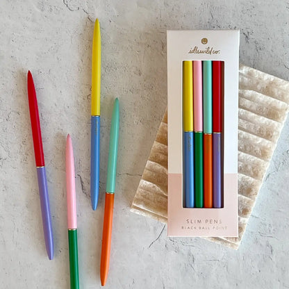 Slim Rainbow Ball Point Pens (Set of 4)