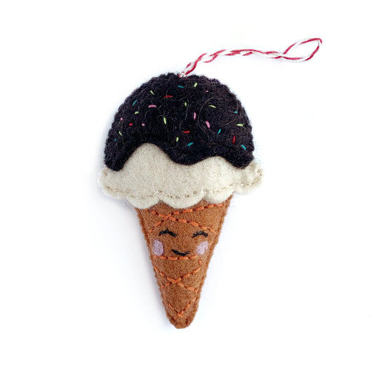 Ice Cream Cone Felt Wool Ornament