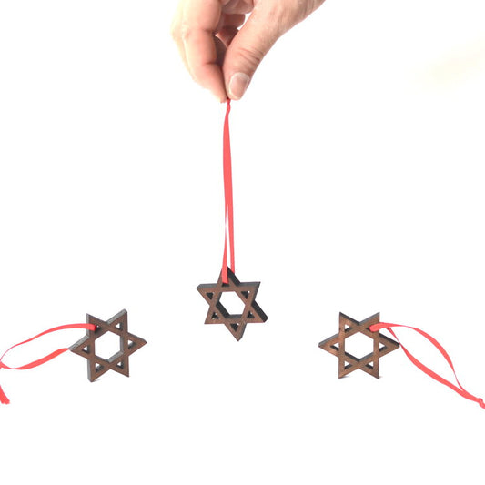 Star of David Walnut Wood Ornament