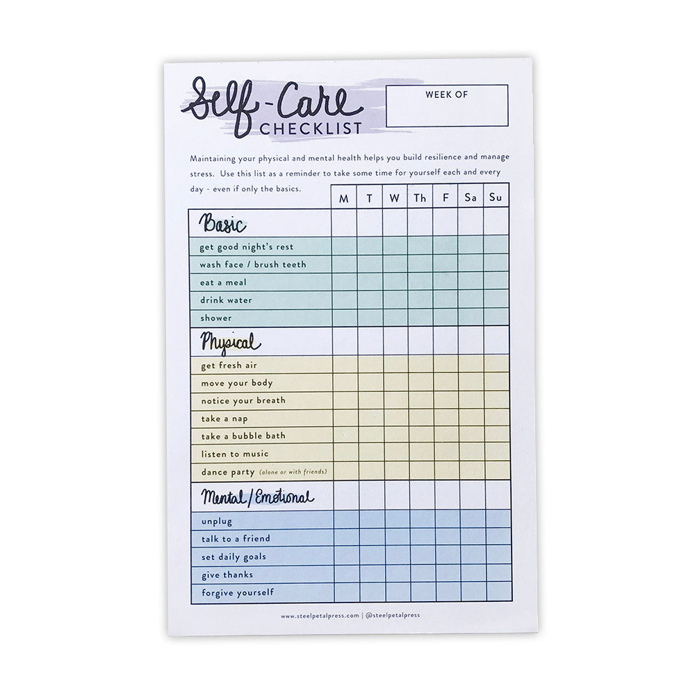 Self Care Checklist Tracker Notepad