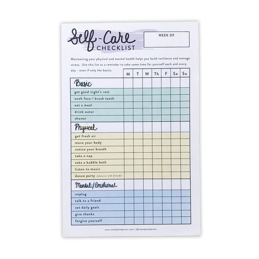 Self Care Checklist Tracker Notepad