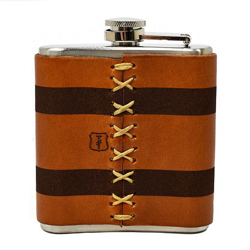 Chicago Flag Leather Wrapped Flask