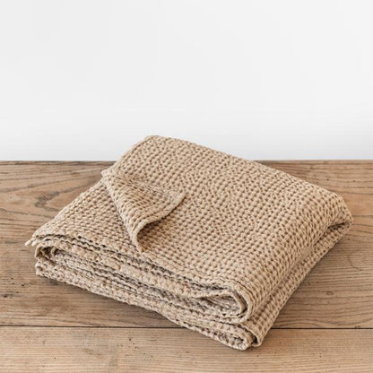 Linen-Cotton Blend Waffle Throw Blanket