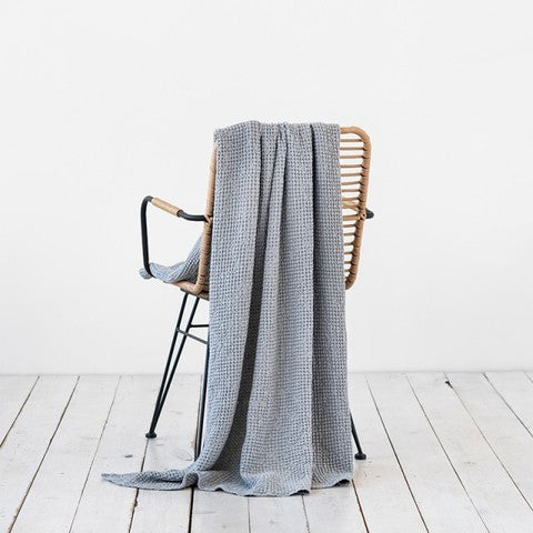 Linen-Cotton Blend Waffle Throw Blanket